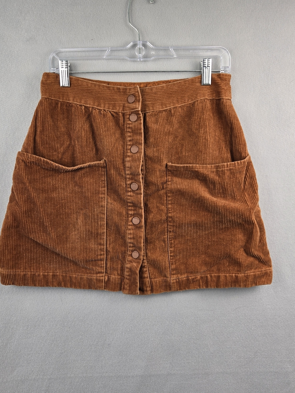Truth Rust Orange Corduroy Button Front Mini Skirt Size 10